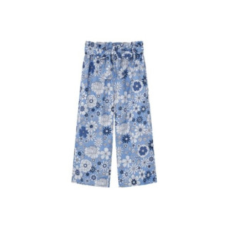 Calça padrão flores azuis c/ brilhos