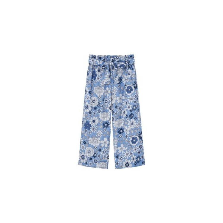 Calça padrão flores azuis c/ brilhos