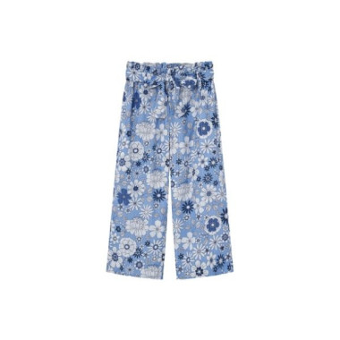 Calça padrão flores azuis c/ brilhos