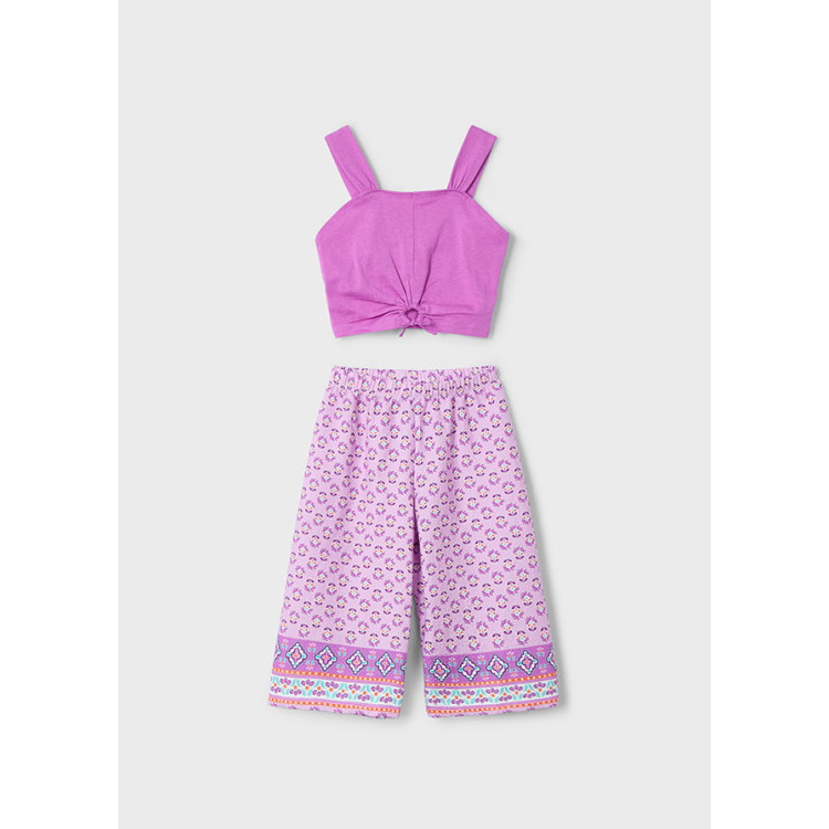 Conjunto calças estampadas e top menina Conjunto calças estampadas e top menina