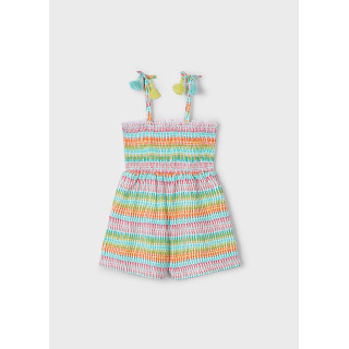 Macacão curto estampado ninho de abelha menina