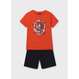 Conjunto bermudas e t-shirt mensagem rapaz