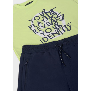 Conjunto bermudas e t-shirt mensagem rapaz