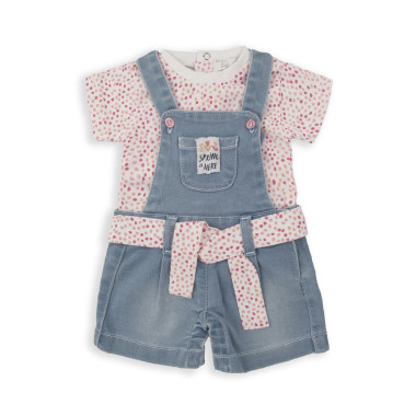 Conjunto de t-shirt e jardineira menina