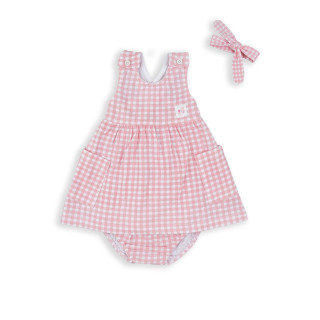 vestido c/ tapa fralda e laço cabelo