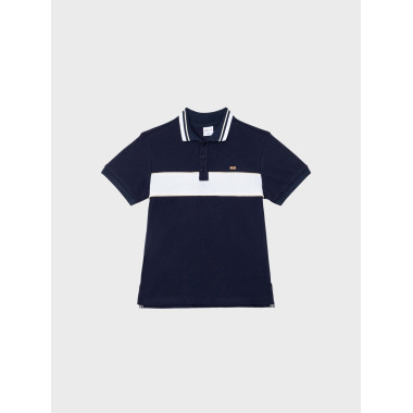 Polo rapaz azul escuro e bege